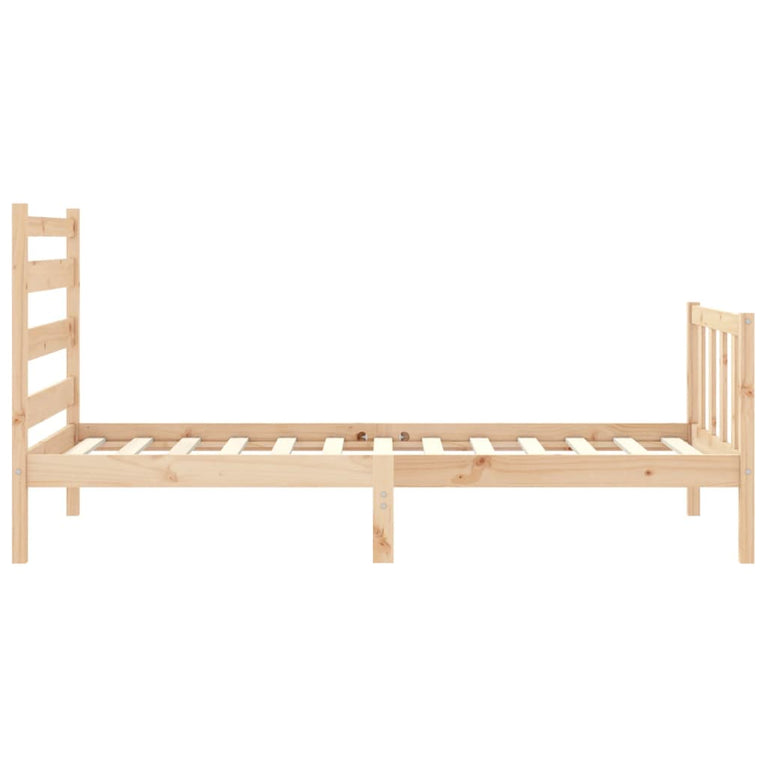 Bedframe met hoofdbord massief hout 100x200 cm