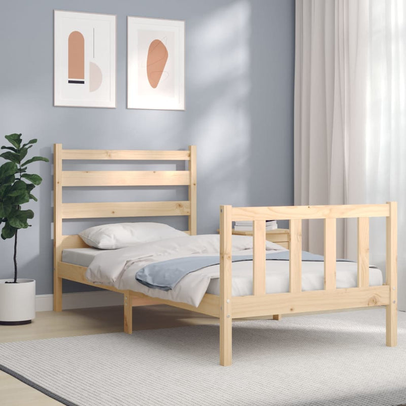 Bedframe met hoofdbord massief hout 100x200 cm