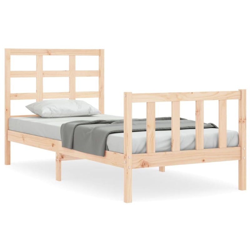 Bedframe met hoofdbord massief hout 100x200 cm