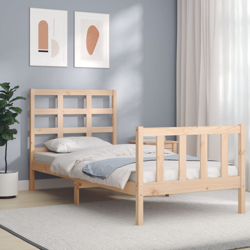 Bedframe met hoofdbord massief hout 100x200 cm