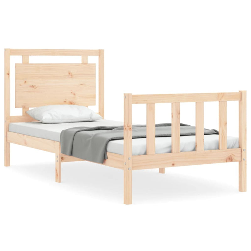 Bedframe met hoofdbord massief hout 100x200 cm