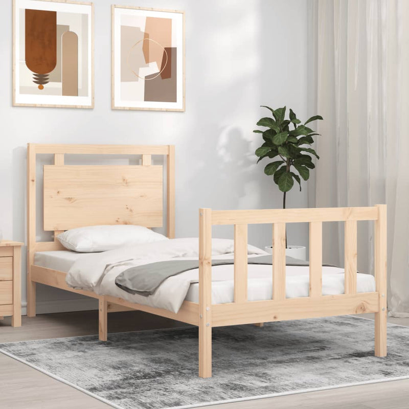 Bedframe met hoofdbord massief hout 100x200 cm