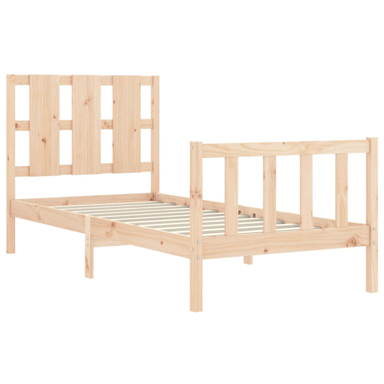 Bedframe met hoofdbord massief hout 100x200 cm