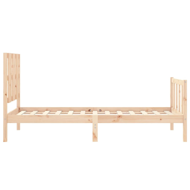 Bedframe met hoofdbord massief hout 100x200 cm