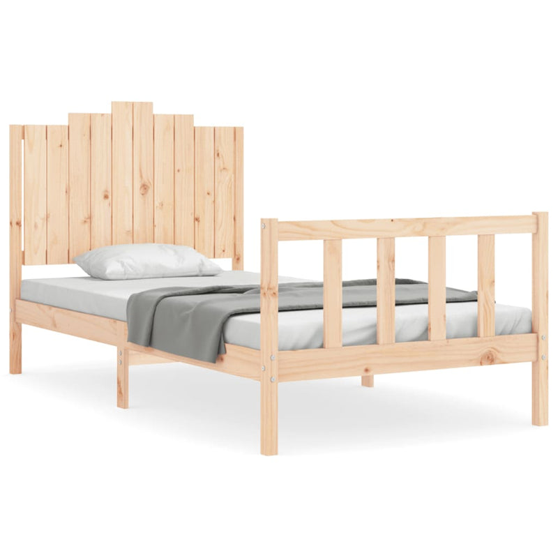 Bedframe met hoofdbord massief hout 100x200 cm