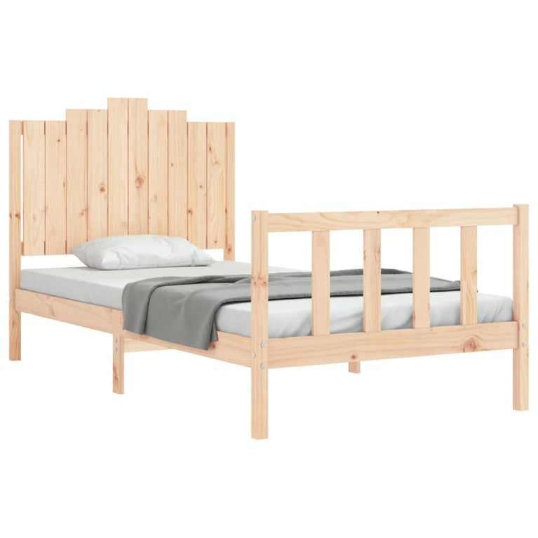 Bedframe met hoofdbord massief hout 100x200 cm