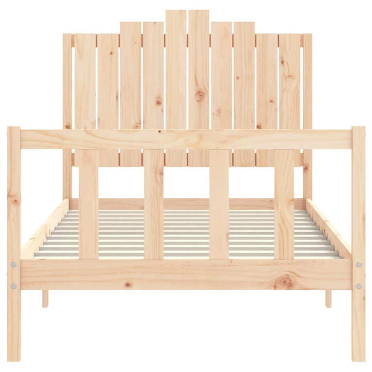 Bedframe met hoofdbord massief hout 100x200 cm