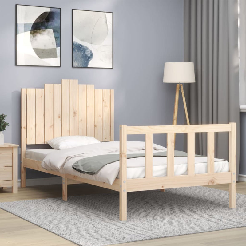 Bedframe met hoofdbord massief hout 100x200 cm