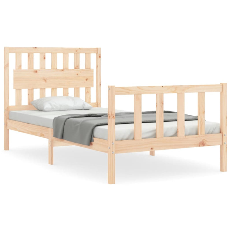 Bedframe met hoofdbord massief hout 100x200 cm