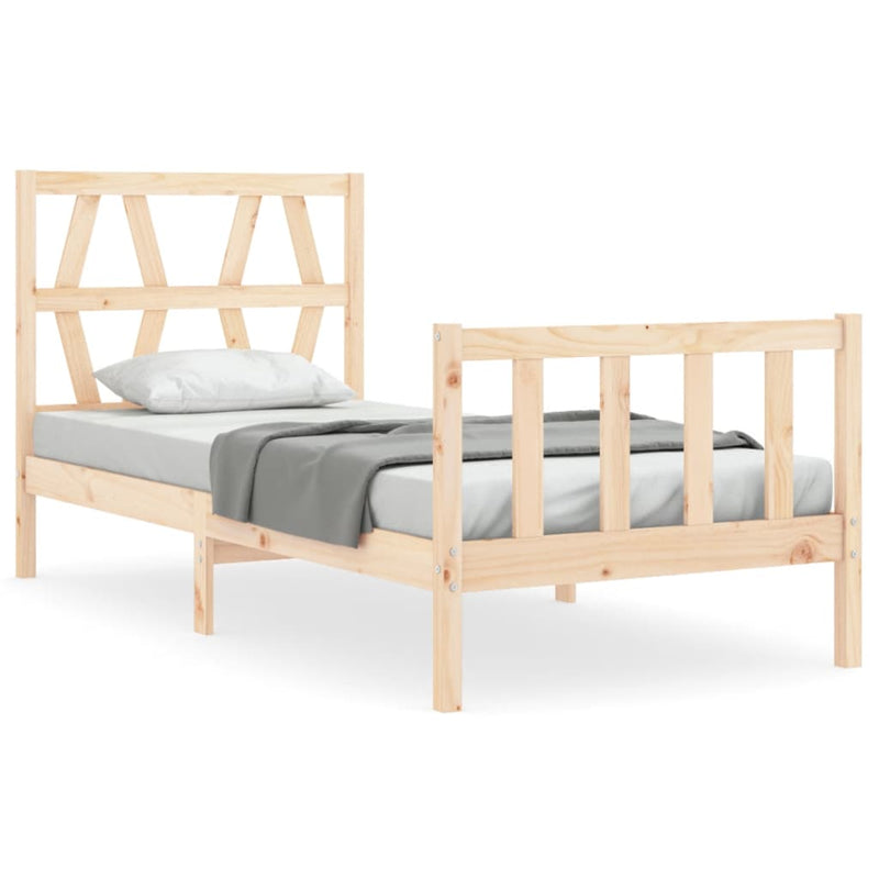 Bedframe met hoofdbord massief hout 100x200 cm