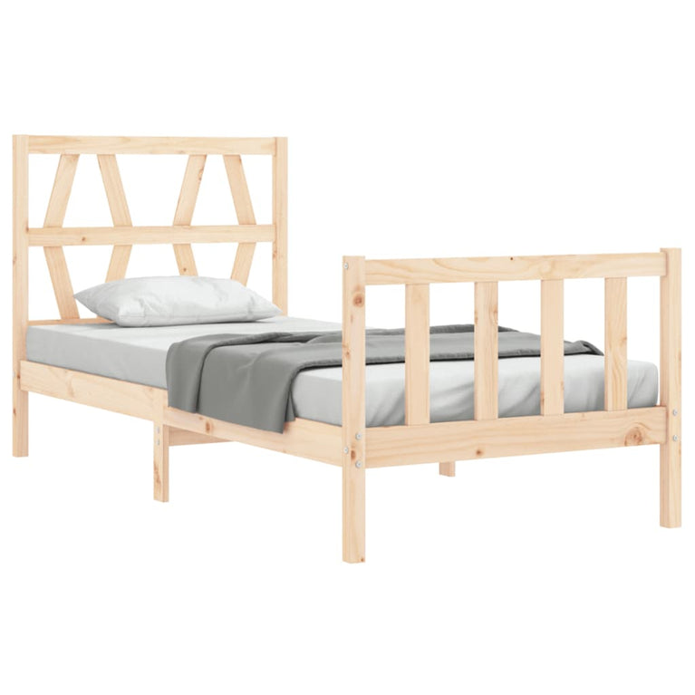 Bedframe met hoofdbord massief hout 100x200 cm