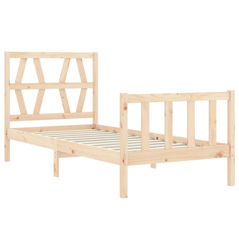 Bedframe met hoofdbord massief hout 100x200 cm