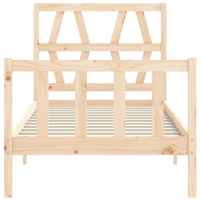Bedframe met hoofdbord massief hout 100x200 cm