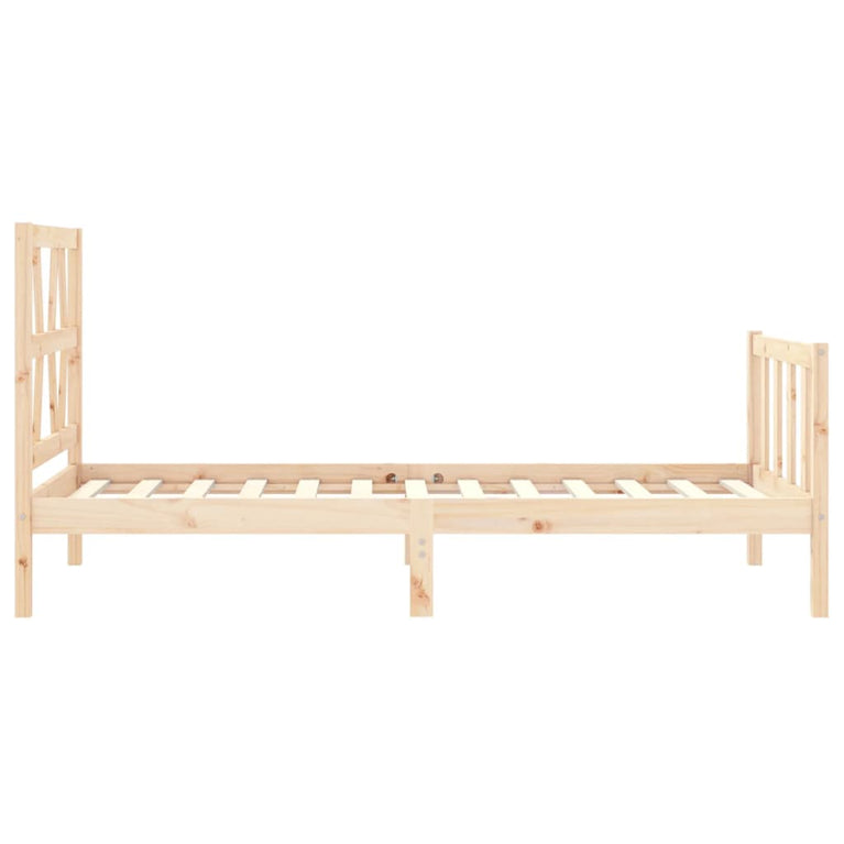 Bedframe met hoofdbord massief hout 100x200 cm