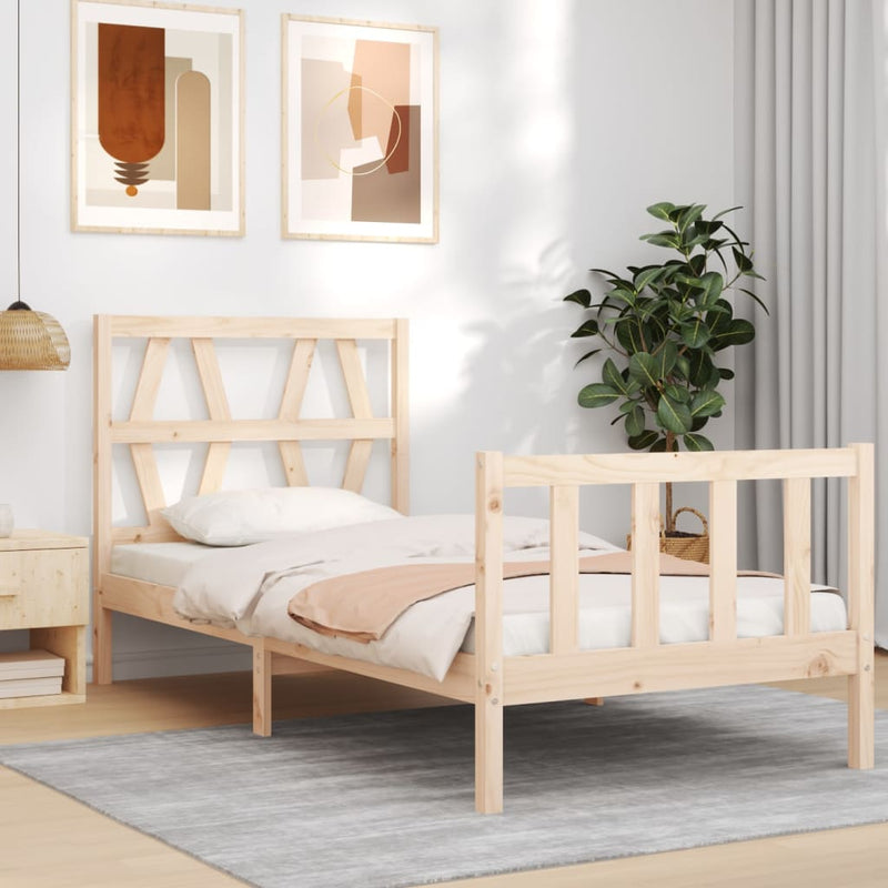 Bedframe met hoofdbord massief hout 100x200 cm