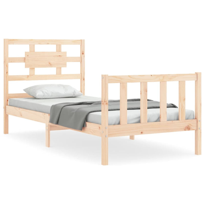 Bedframe met hoofdbord massief hout 100x200 cm