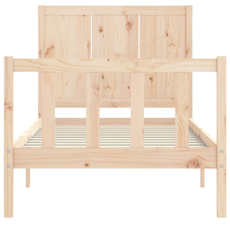 Bedframe met hoofdbord massief hout 100x200 cm