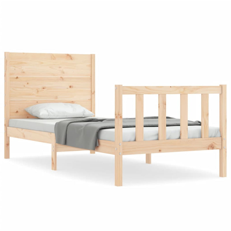 Bedframe met hoofdbord massief hout 100x200 cm