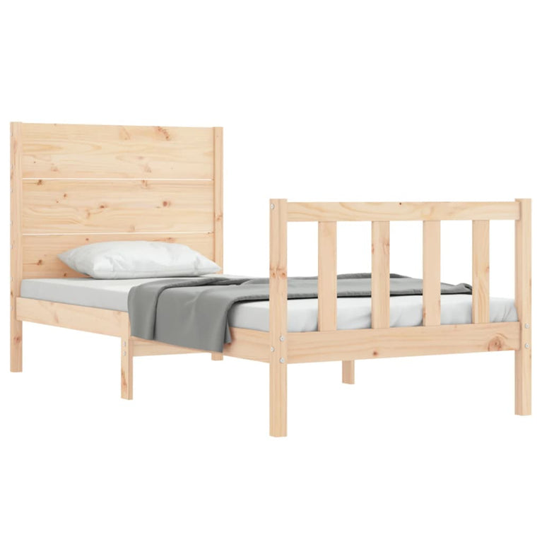 Bedframe met hoofdbord massief hout 100x200 cm