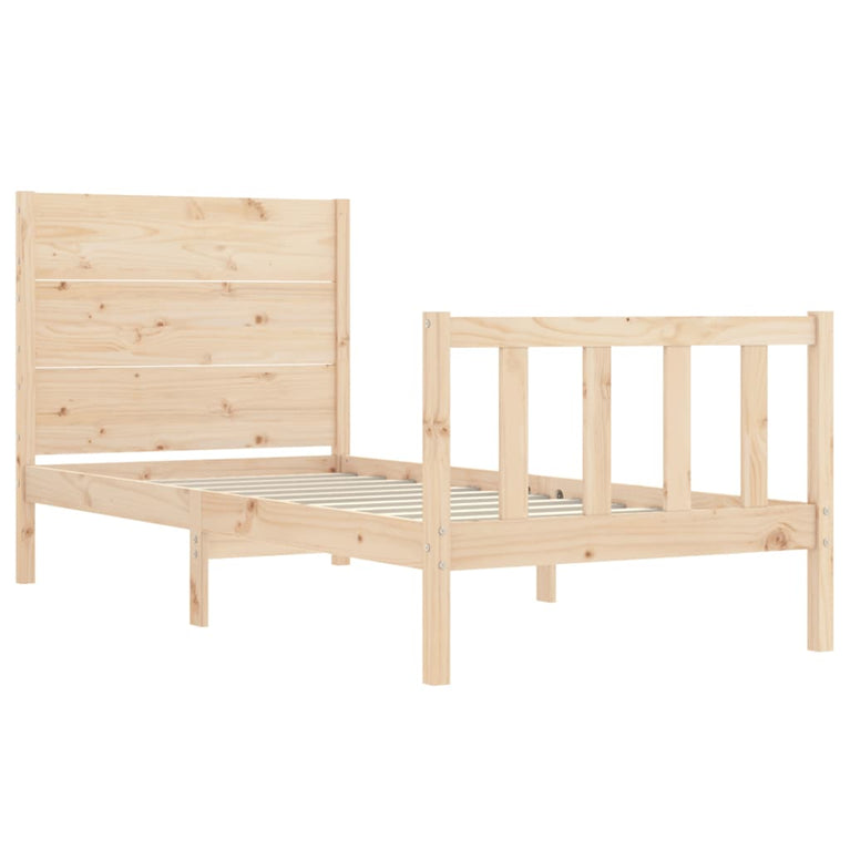 Bedframe met hoofdbord massief hout 100x200 cm