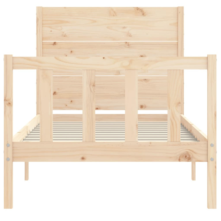 Bedframe met hoofdbord massief hout 100x200 cm