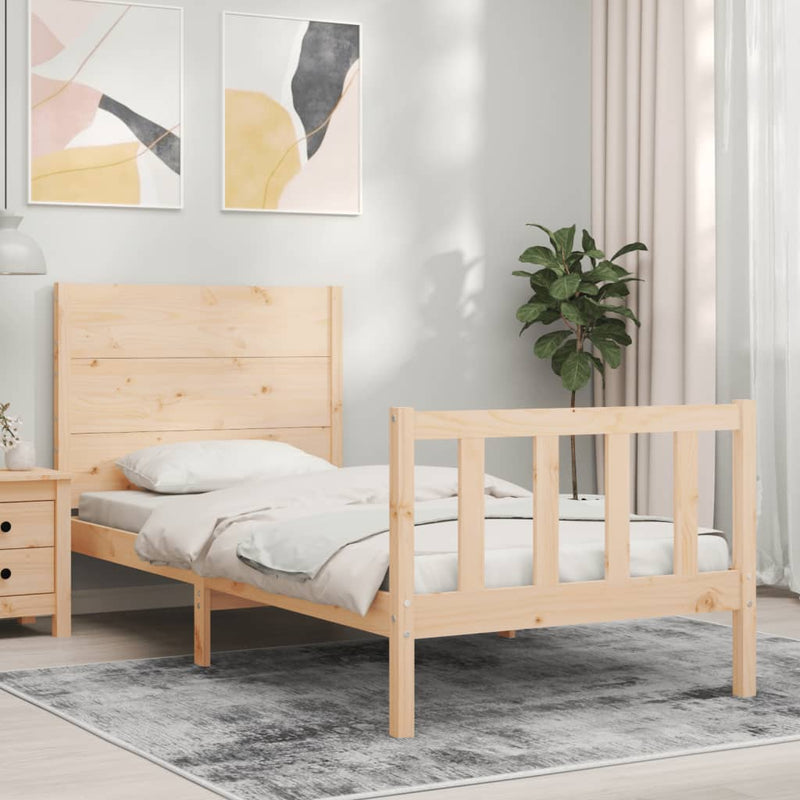 Bedframe met hoofdbord massief hout 100x200 cm