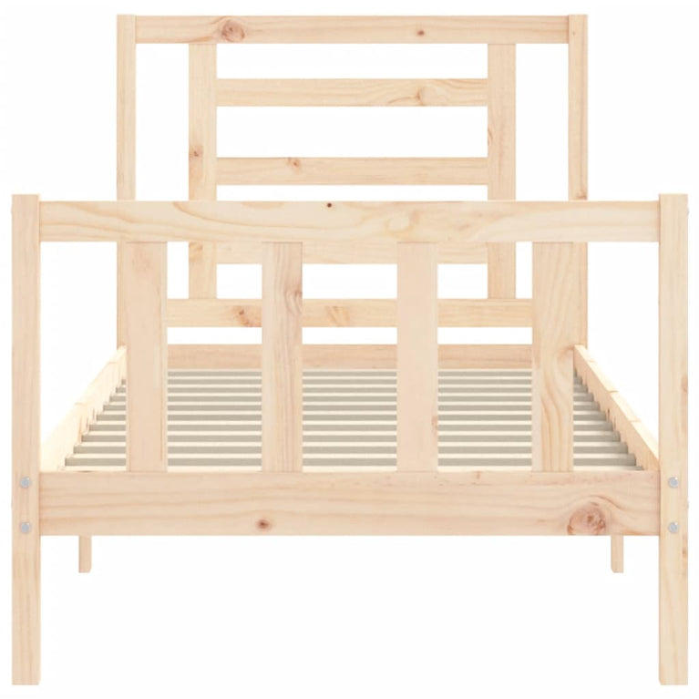 Bedframe met hoofdbord massief hout 100x200 cm