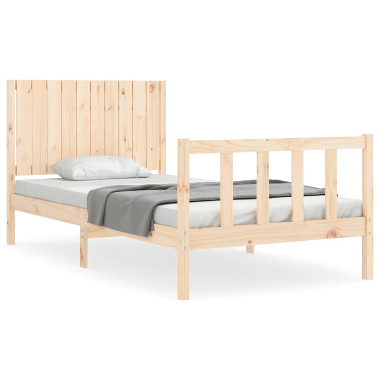 Bedframe met hoofdbord massief hout 100x200 cm