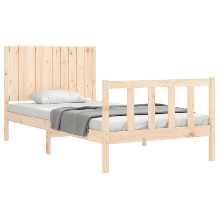 Bedframe met hoofdbord massief hout 100x200 cm