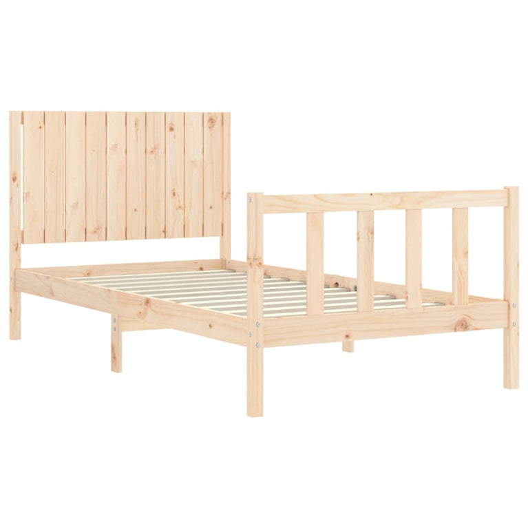 Bedframe met hoofdbord massief hout 100x200 cm