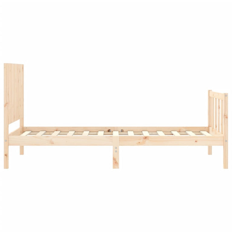 Bedframe met hoofdbord massief hout 100x200 cm