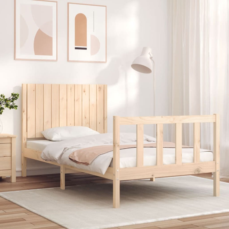 Bedframe met hoofdbord massief hout 100x200 cm