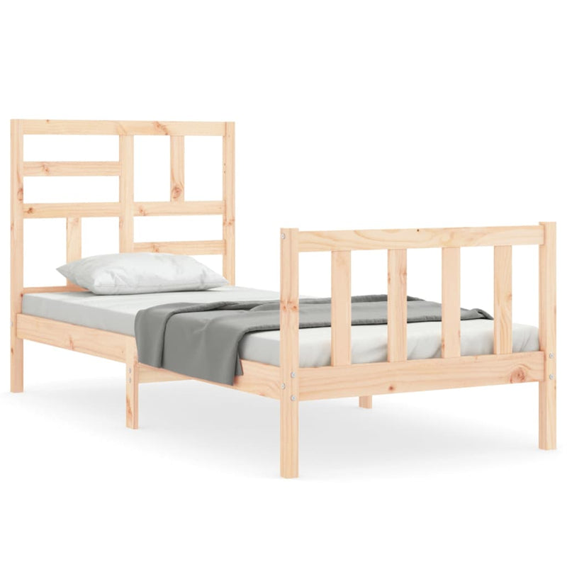 Bedframe met hoofdbord massief hout 100x200 cm