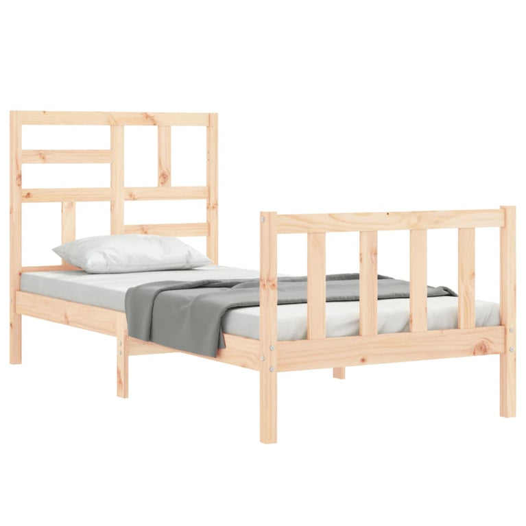 Bedframe met hoofdbord massief hout 100x200 cm