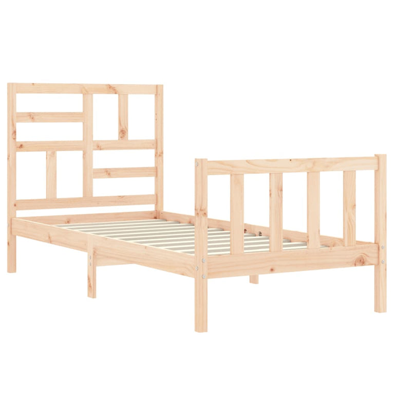 Bedframe met hoofdbord massief hout 100x200 cm