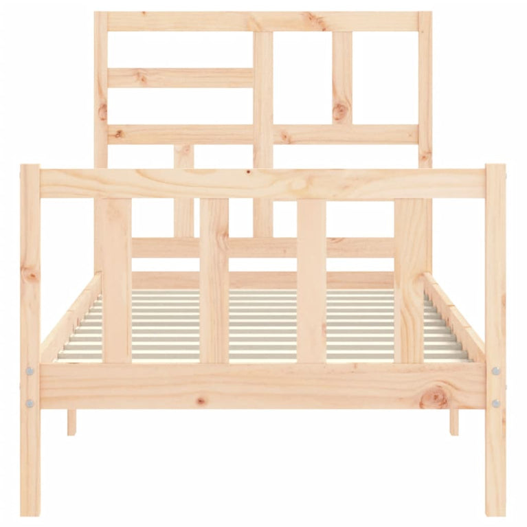 Bedframe met hoofdbord massief hout 100x200 cm