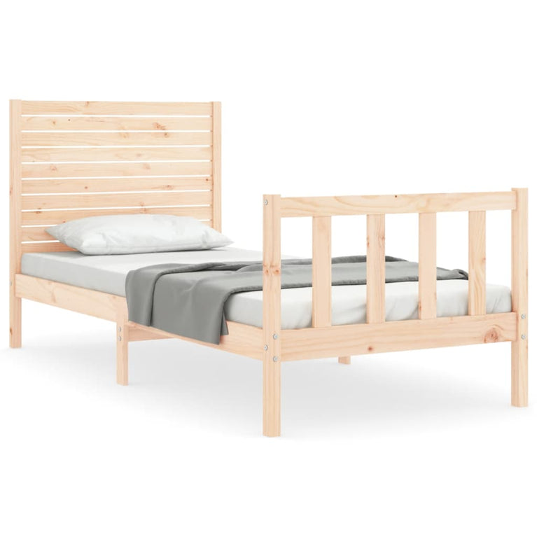 Bedframe met hoofdbord massief hout 100x200 cm