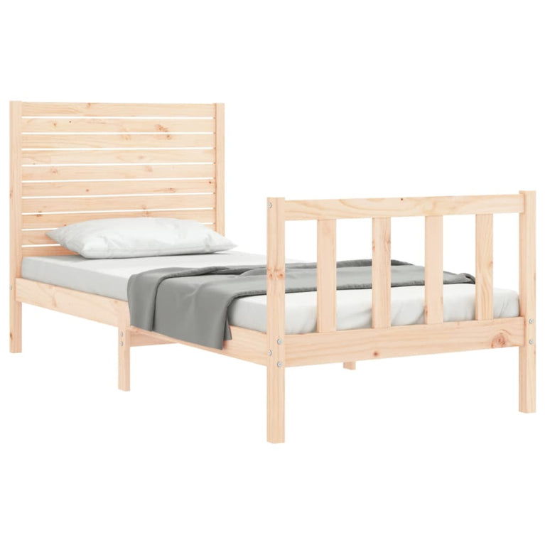 Bedframe met hoofdbord massief hout 100x200 cm