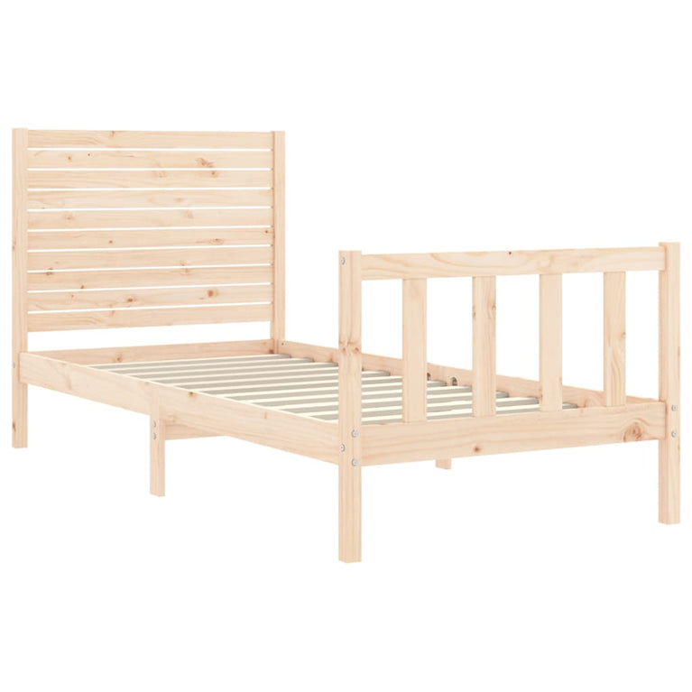 Bedframe met hoofdbord massief hout 100x200 cm