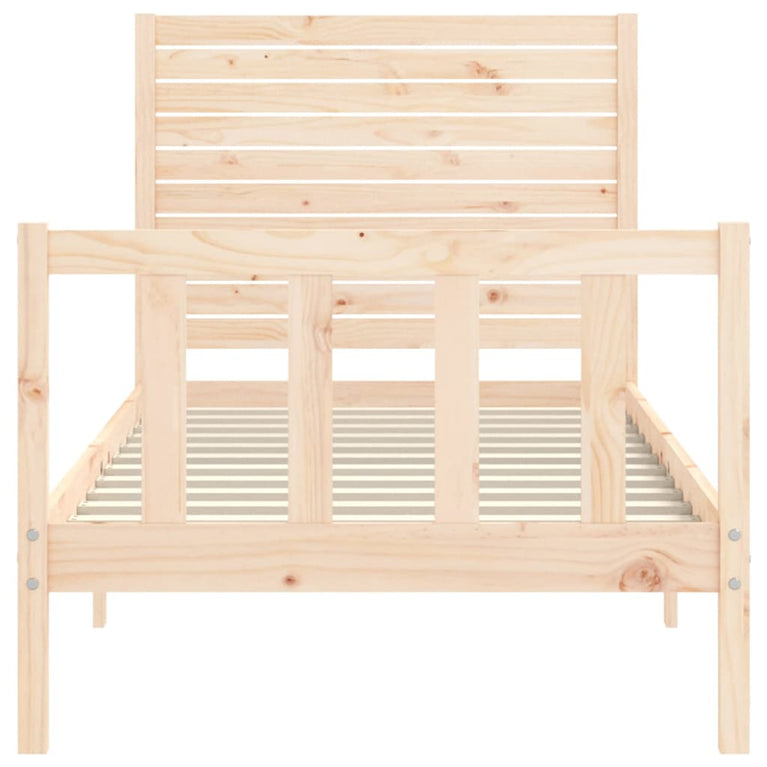 Bedframe met hoofdbord massief hout 100x200 cm
