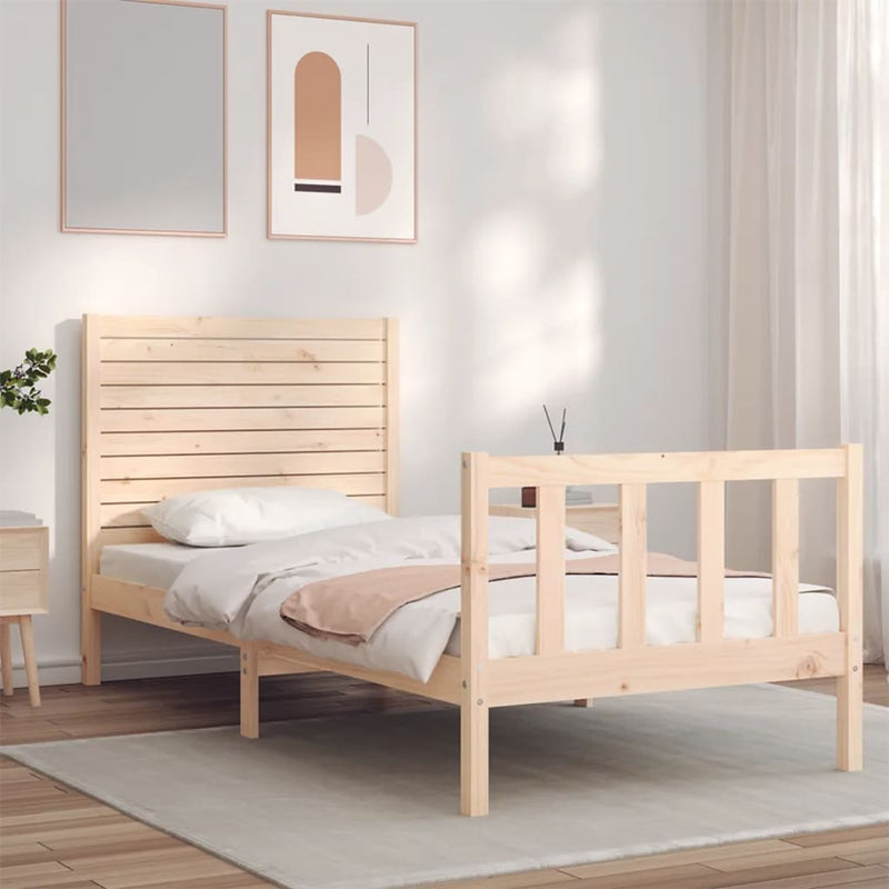 Bedframe met hoofdbord massief hout 100x200 cm