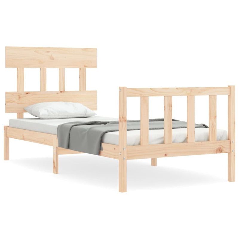 Bedframe met hoofdbord massief hout 100x200 cm