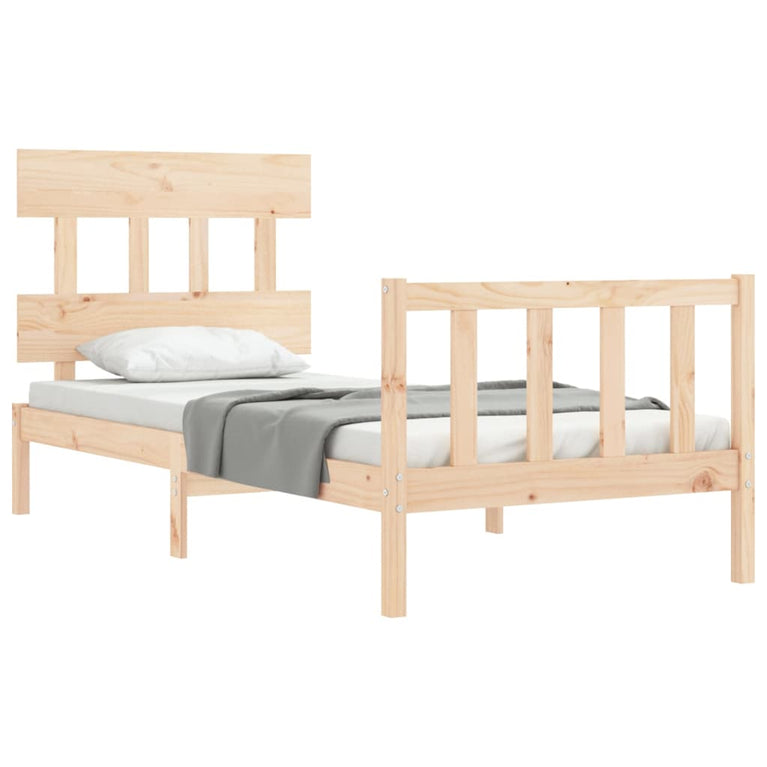 Bedframe met hoofdbord massief hout 100x200 cm