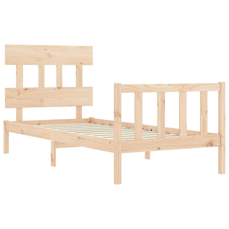 Bedframe met hoofdbord massief hout 100x200 cm