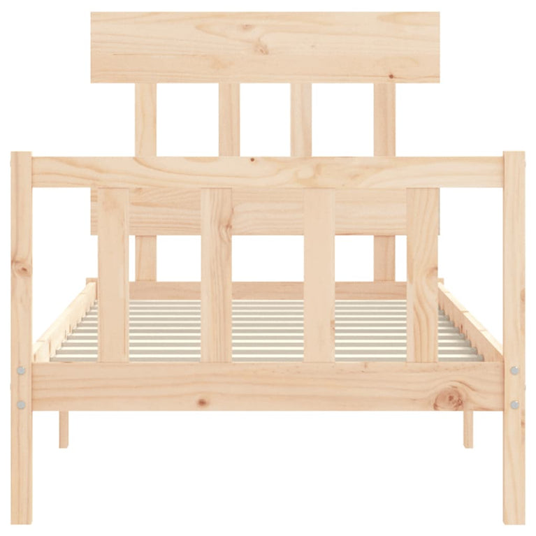 Bedframe met hoofdbord massief hout 100x200 cm