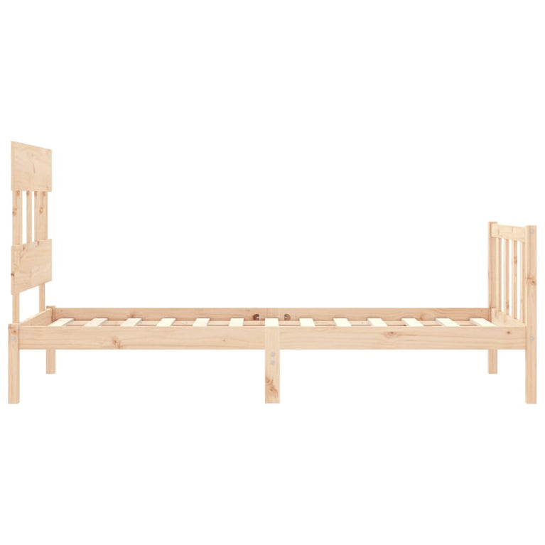 Bedframe met hoofdbord massief hout 100x200 cm