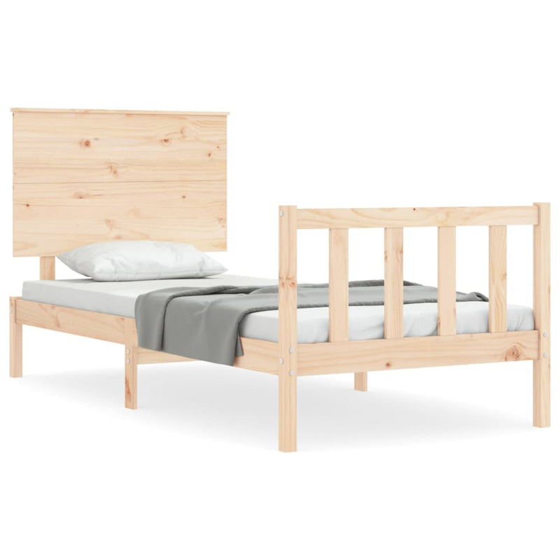 Bedframe met hoofdbord massief hout 100x200 cm