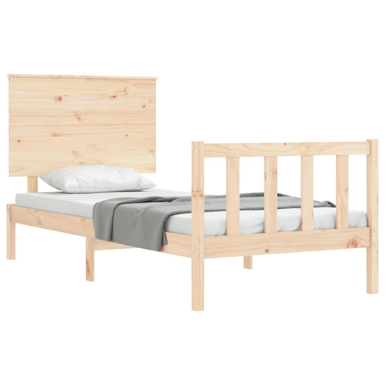 Bedframe met hoofdbord massief hout 100x200 cm
