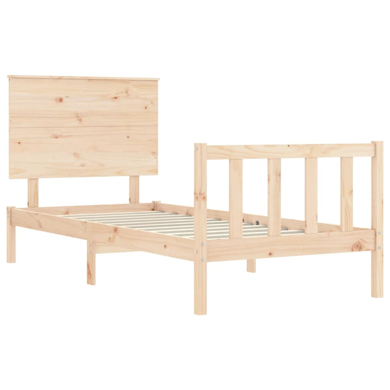 Bedframe met hoofdbord massief hout 100x200 cm
