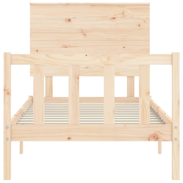Bedframe met hoofdbord massief hout 100x200 cm